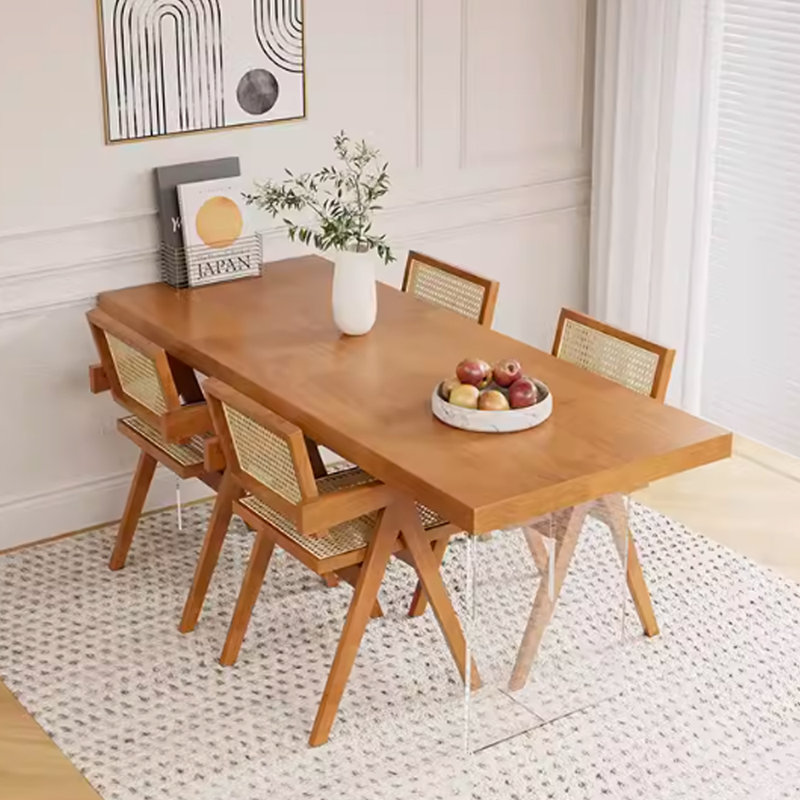 Solid Wood Top Double Pedestal Dining Set, 5