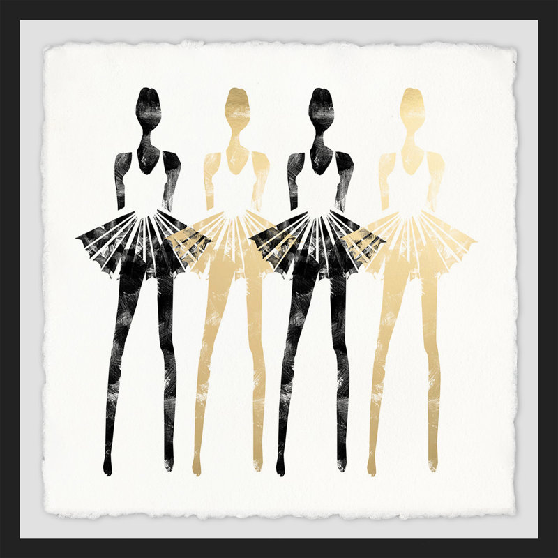 «Black and Gold Silhouettes», reproduction de peinture acrylique encadrée, H 24 po x l 24 po