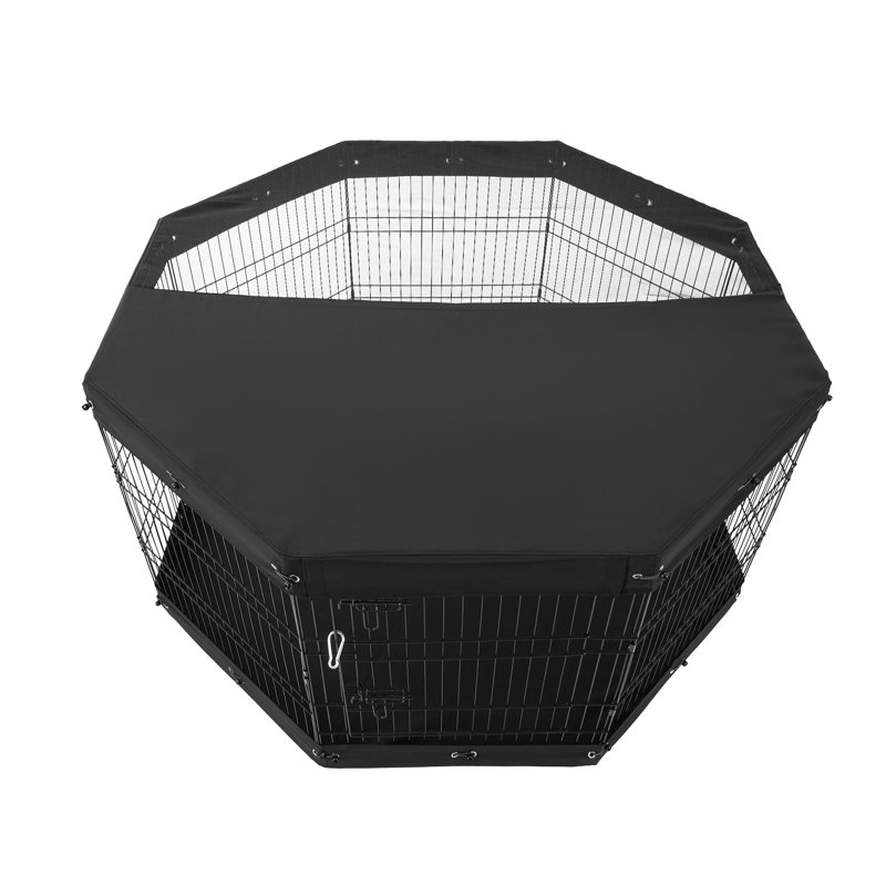 Parc pour chien pliable 8 panneaux en fer, hauteur 32 pouces, noir