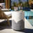 17.7" Gray and Cream Cement Round Outdoor Patio Table