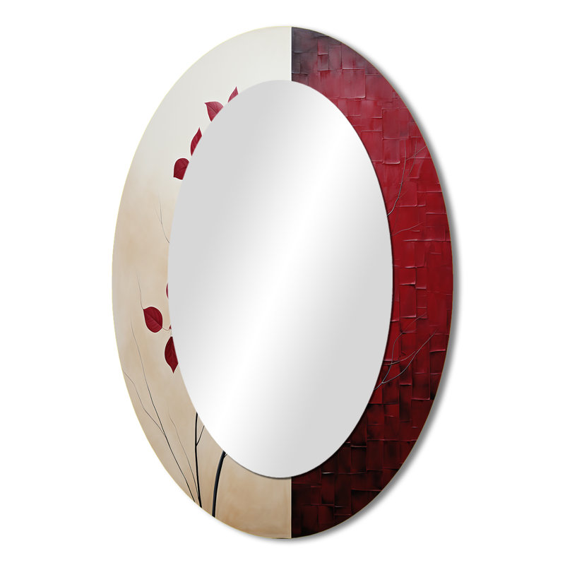 Bordeaux Bordeaux I - miroir décoratif floral ovale sur métal, 36 po x 24 po