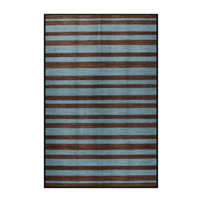 Machine Washable Horizontal Stripes Black Area Rug
