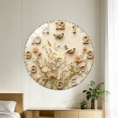 Horloge vintage rétro avec art - horloge murale moderne en verre 24 po