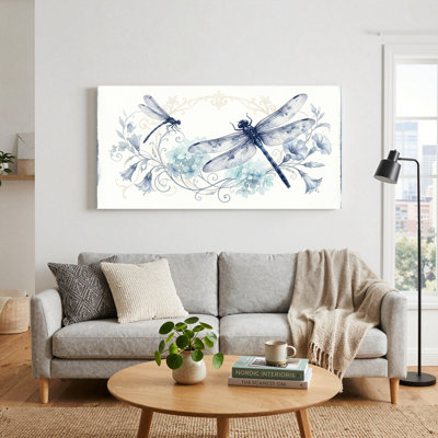Ensemble de 1 tableau mural sur toile à motif floral libellule