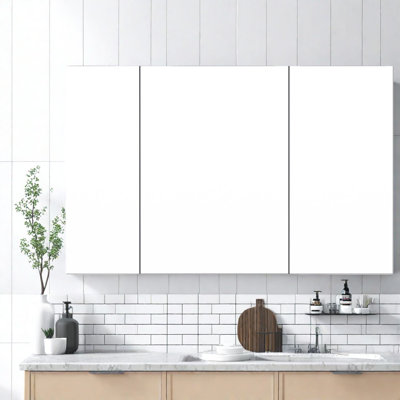 Armoires à pharmacie modernes avec rangement, miroir en bois de 43 po pour salle de bain