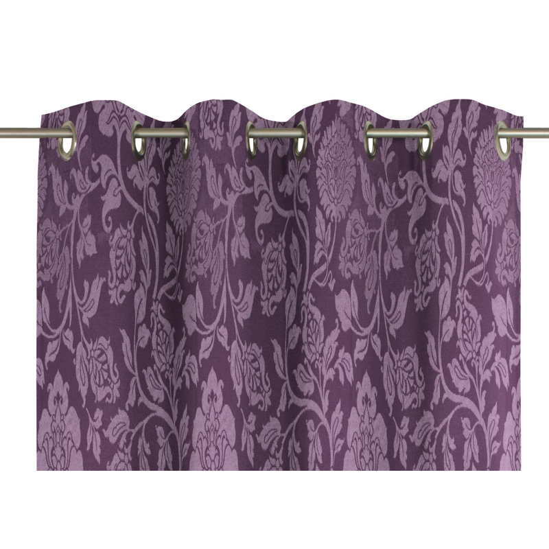 Loman Synthetic Eyelet Single Curtain Panel, opaque, Purple, 132cm Width x 245cm Drop