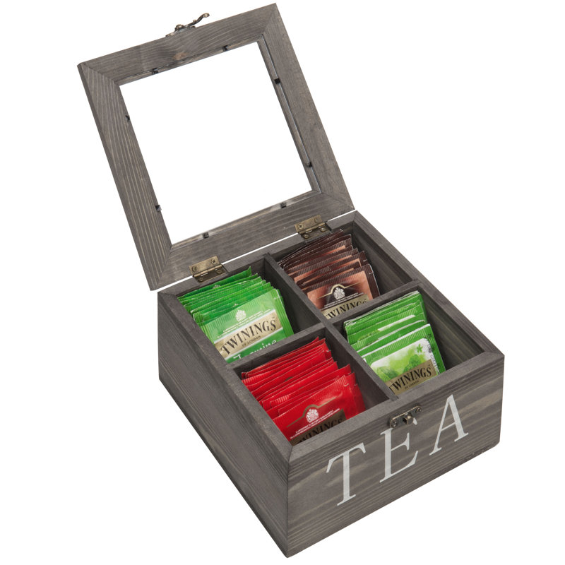 Boîte de rangement à thé 4 compartiments