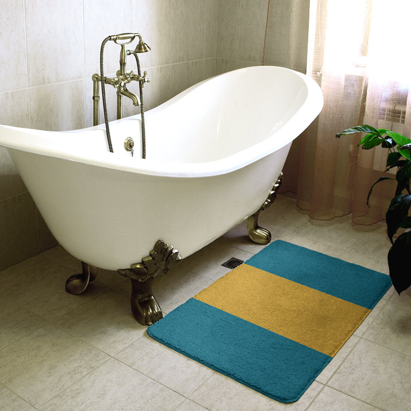 Tapis pour salle de bain Tennessee, l 17 po x L 24 po, Bleu Yale / pissenlit