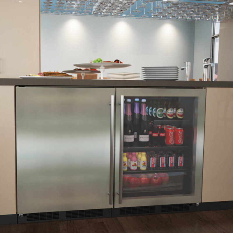 Marvel 24"W. Low Profile 4.6 Cu.Ft. Built-In Refrigerator with Maxstore Bin and Door Storage - Stainless Steel, Right