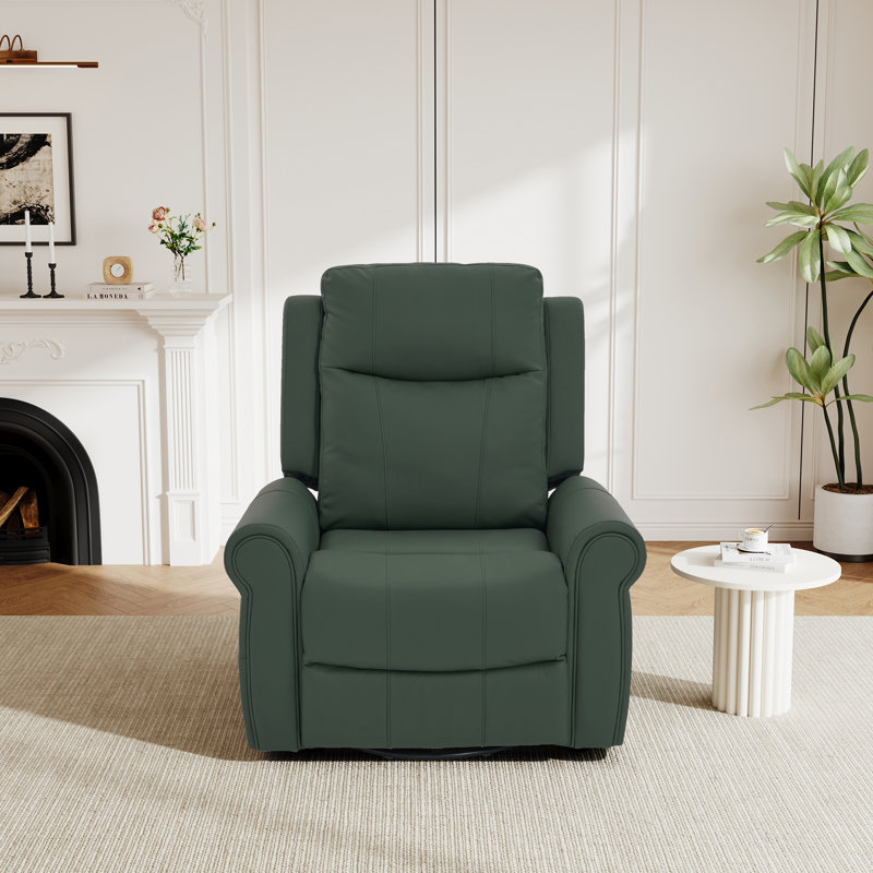 Fauteuil inclinable à bascule pivotant manuel avec chaleur et poches latérales Roomfitters, cuir synthétique, vert, Vert