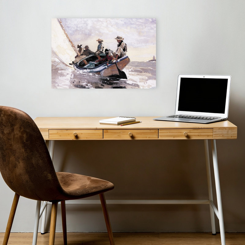 Voile le bateau-chat, 1873, orchidée contemporaine classique, impression d'art mural océan, H 12 po x l 18 po