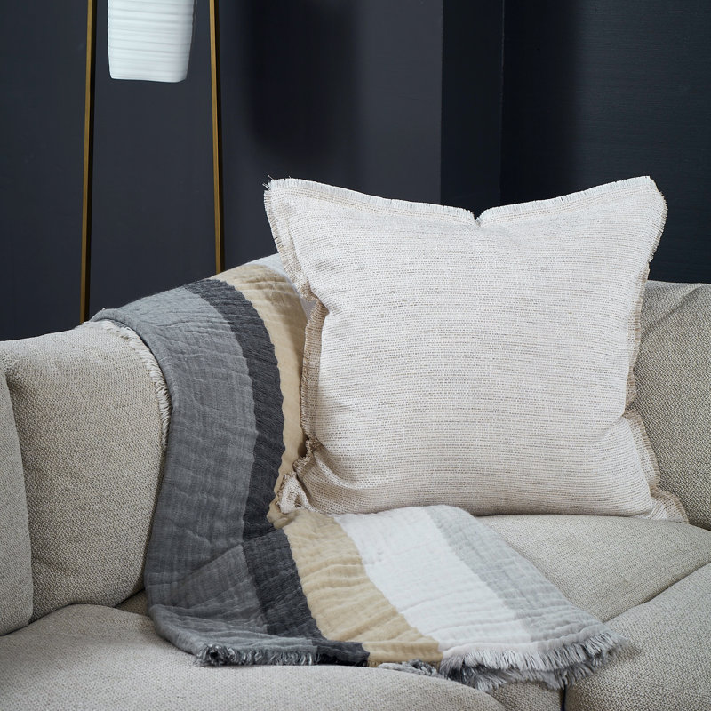 Macau Fringed Reversible Throw Pillow