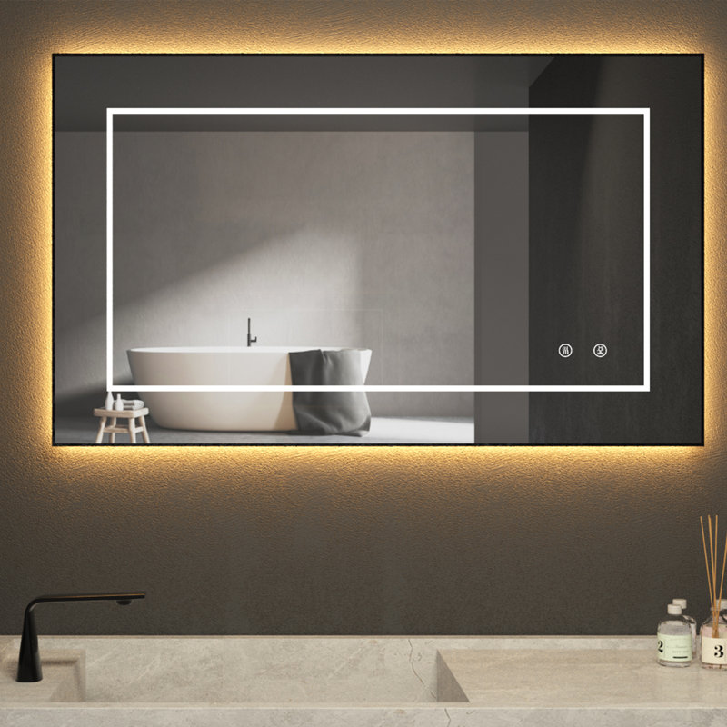 40''X24'' Rectangle LED Wall Mirror Vanity Light Mirror Anti Fog