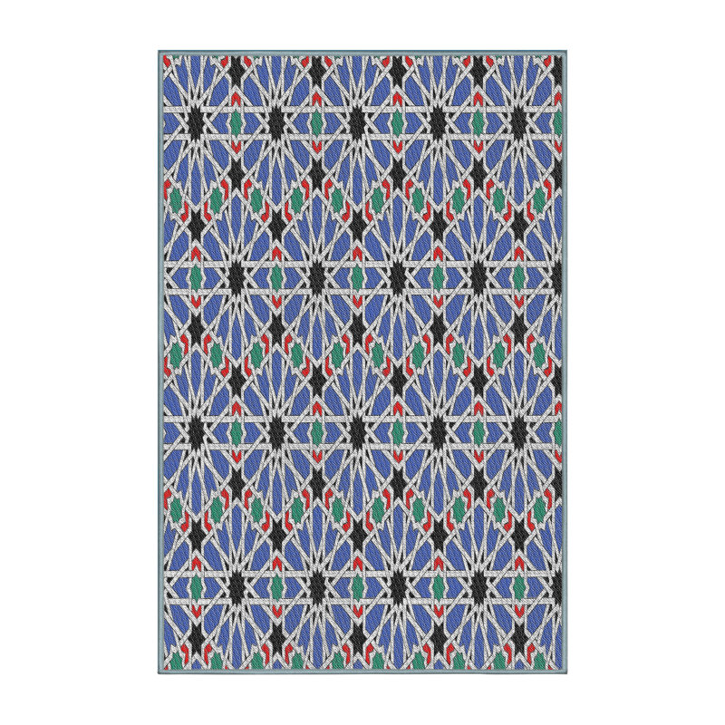 Bleu Tapis décoratif santistevan, Rectangle 8 pi x 10 pi