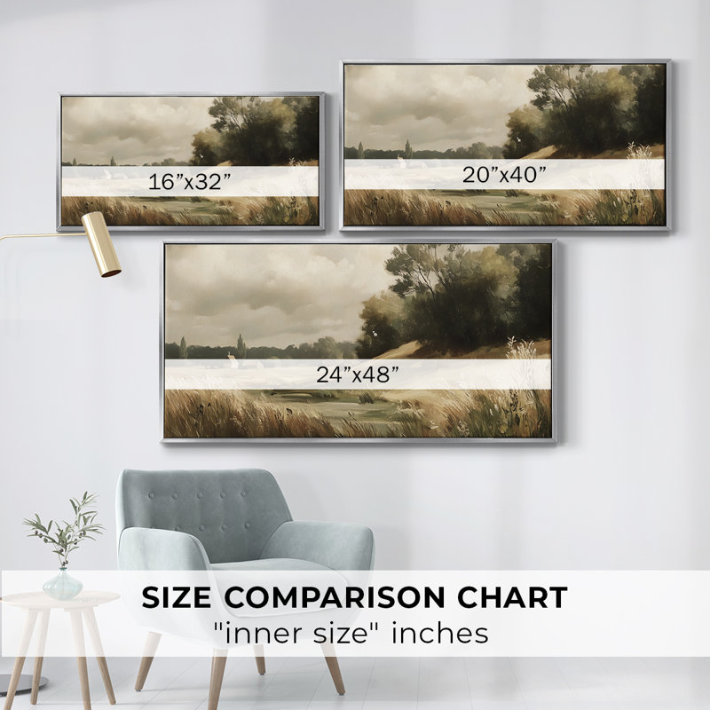 Série paysage - Lxxvi - Toile tendue avec châssis, prête à accrocher, Argent argent, H 21 po x l 41 po