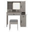 Ensemble de coiffeuse avec miroir lumineux coulissant Farmhouse, coiffeuse en verre avec station de charge, ensemble de meuble-lavabo 4 tiroirs 2 armoires avec tabouret-79513561