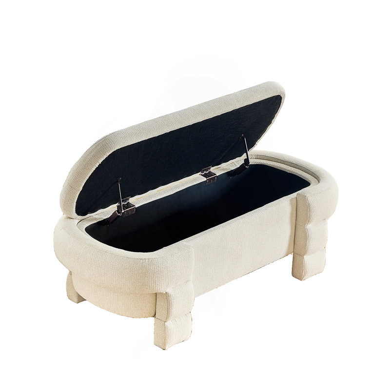 Pouf avec rangement, banc de rangement, banc d'entrée rembourré avec siège, Beige, Beige, Beige