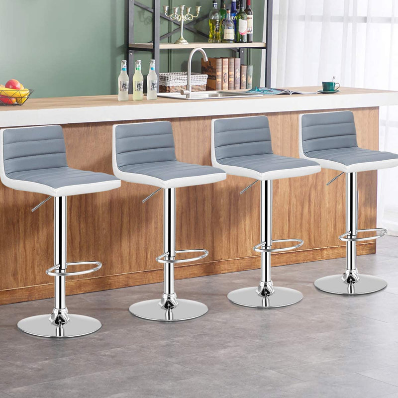 Ivanovic Swivel Upholstered Adjustable Height Counter Stool with Metal Frame