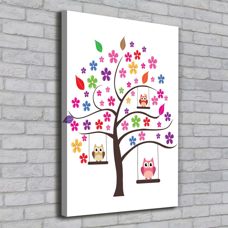 Owls On Swings - Wrapped Canvas Print