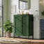 Petite armoire de rangement pour salle de bain H 31,5 po, armoire de plancher en métal vert avec portes et armoire courte