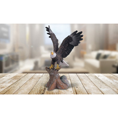 7"H Eagle Landing on Tree Trunk Wild Animal Figurine Unique Gifts