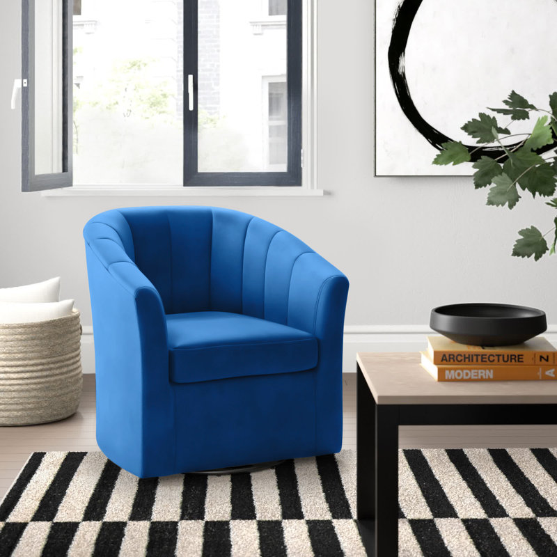 Modway Prospect Performance Velvet Swivel Armchair, Navy Velvet
