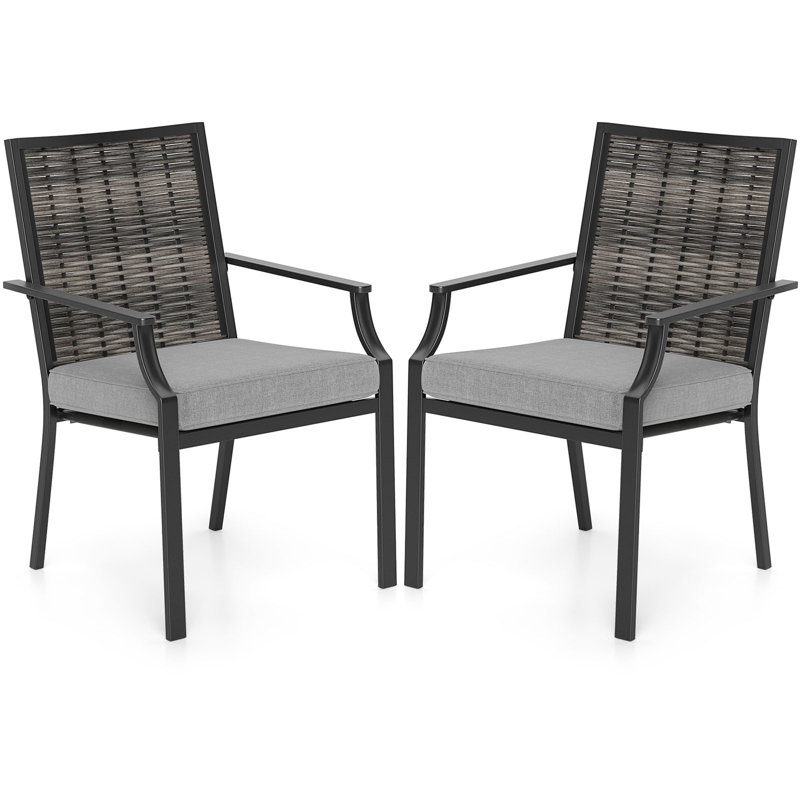 Ensemble de 2 chaises de patio en osier avec coussins amovibles
