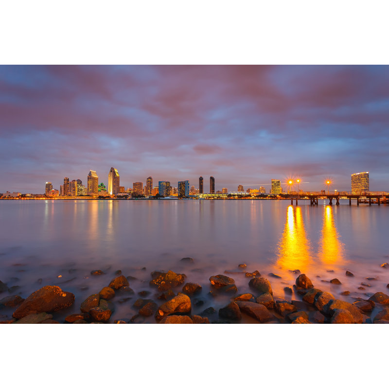 San Diego At Night by Sborisov - Wrapped Canvas Print, 30cm H x 46cm W