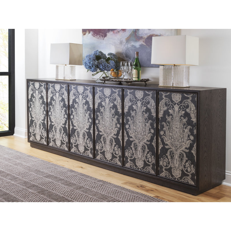 Mocha Brown Satin Sheen 98'' Contemporary Oak Media Console