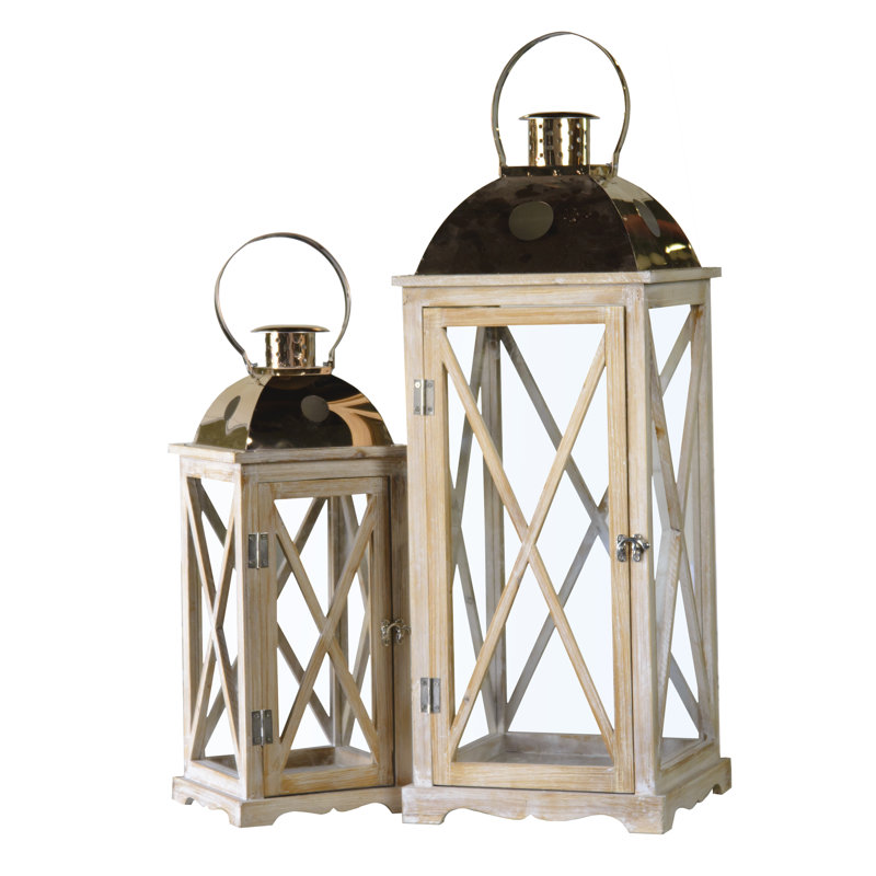 Ensemble de 2 lanternes en bois / métal