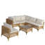Ensemble de conversation 7 pièces en osier pour patio, canapé modulaire d'extérieur avec coussins épais et table basse pour la cour