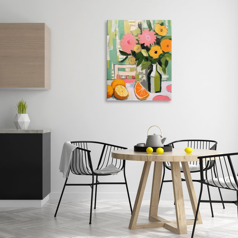 Art mural sur toile Citrus Slices & Bouquet par LSR Design Studio, H 40 po x l 30 po