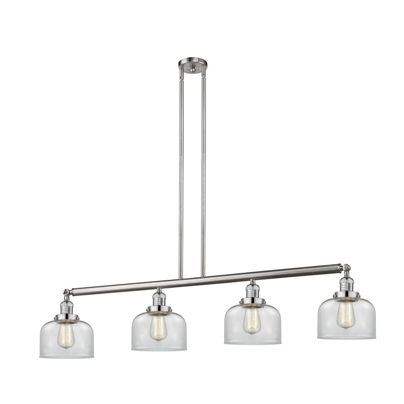 Lemire 4 - Light Kitchen Island Pendant, Clear, Polished Nickel, Yes