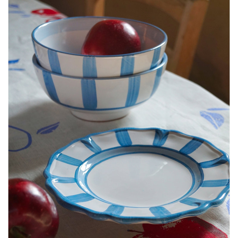 Rimini Salad/Dessert Plate, Blue/White