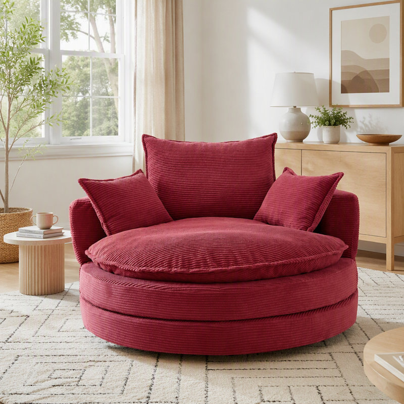 Canapé pivotant à 360 ° avec coussin double couche et coussins amovibles pour un confort et une polyvalence ultimes