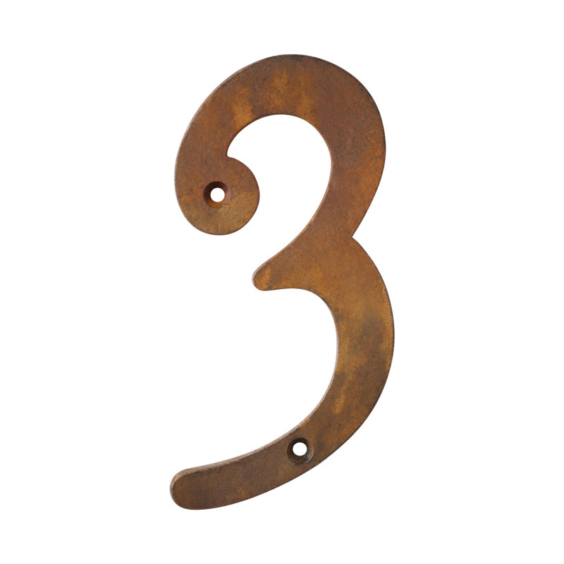 5 po. Numéro de maison de surface / encastré, 3, Rouille