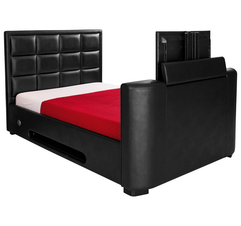 Hughenden Upholstered TV Bed, Black, King