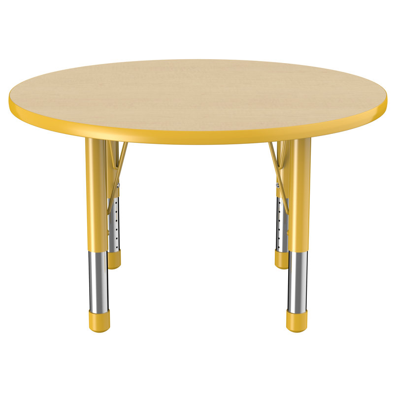Table ronde à hauteur réglable, 36", Érable / jaune, Épais