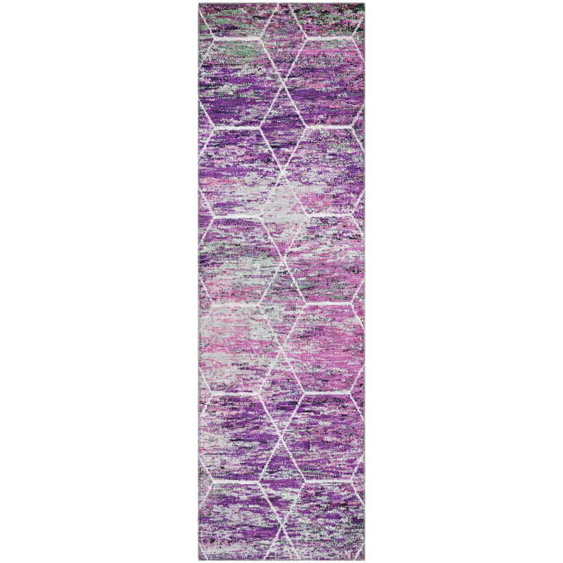 Premium Machine Washable Lubbers AMF1724 Geometric Rug, Runner 2'3" x 7'6"