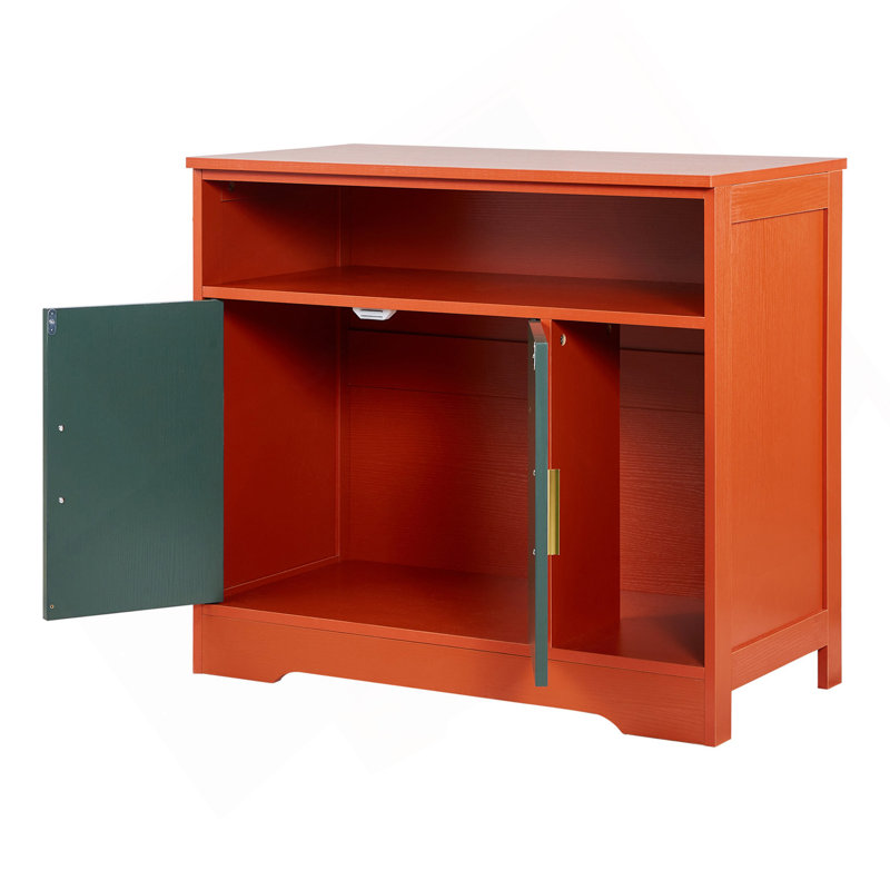 Enceinte de litière pour chat, armoire à litière cachée 31 po avec tablette et rangement, salle de bain intérieure pour chat de style moderne, table de bout en bois pour meuble pour chat, convient à la plupart des bacs à litière, rouge et vert