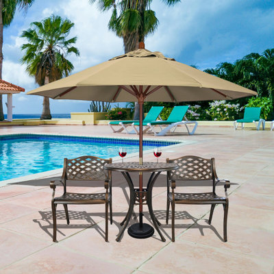 3 Piece  Bistro Table and Chairs Set of 2 with Umbrella Hole,Cast Aluminum  Patio Furniture Set for Garden,Backyard,Bronze
