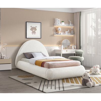 Katence Elegant Linen Queen Platform Bed with Upholstered Headboard and Solid Frame Stability