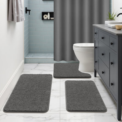 Ensemble de tapis de bain, rideau de douche avec 12 crochets inclus