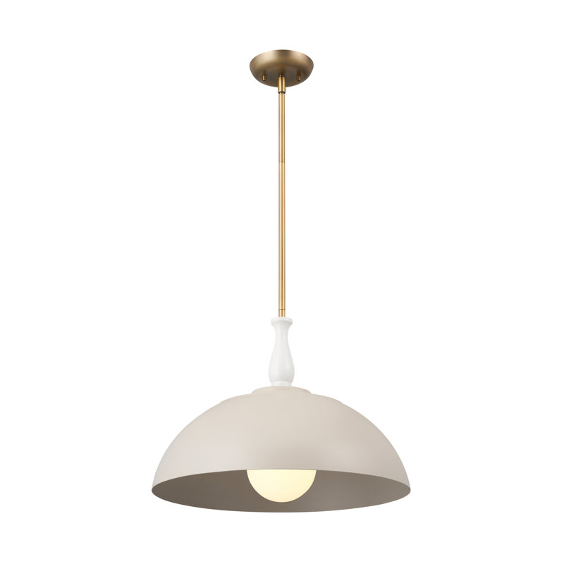 1 - Light Single Pendant, Greige, 16.25" H x 18" W x 18" D