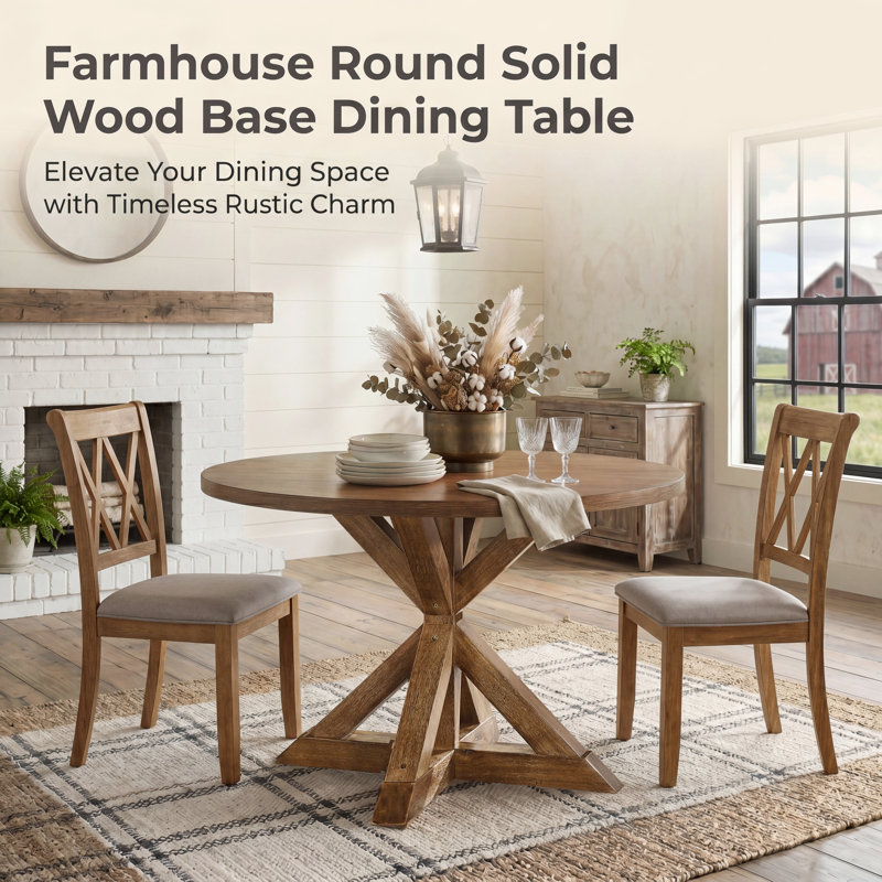 Windvale Cross-Buck Base Dining Table, Dining Height Table, Cottage Oak