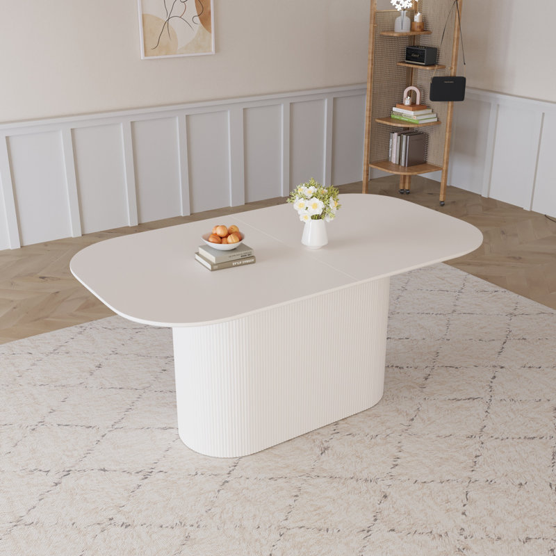 Table de salle à manger élégante en MDF crème, style moderne pour la cuisine à domicile