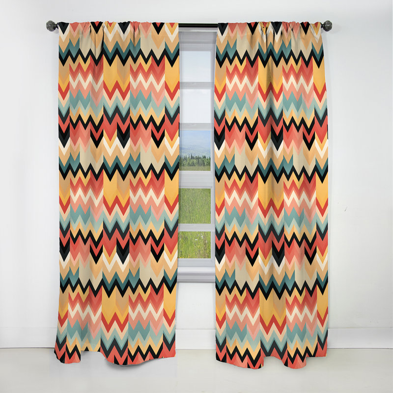 Motif à chevrons fantaisie minimaliste - Rideau à chevrons - Rideau occultant à chevrons - 1 panneau, L 52 po x L 90 po
