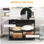 Console de couloir avec tiroir extra large, 2 tablettes ouvertes et structure en lattes de bois, noir