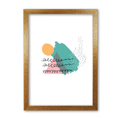 Pink And Teal Mountain Sun Abstract - Print