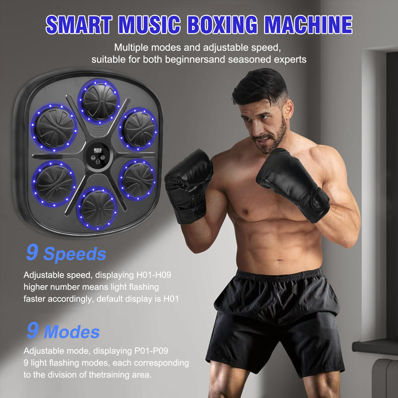 Machine à boxer Smart Music, machine de boxe murale avec gants, machine d'entraînement de musique de boxe pour la maison, l'intérieur et la salle de sport